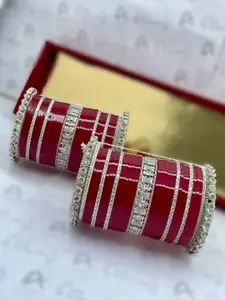 T4 JEWELS Set Of 2 American Diamond Studded Bridal Chuda Bangles