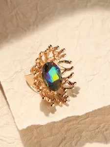 DressBerry Gold-Plated Crystal Studded Finger Ring