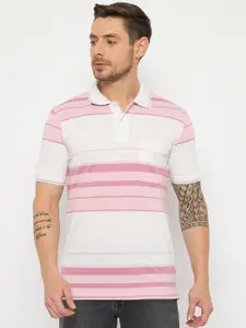 Duke Men Striped Polo Collar Cotton Pockets T-shirt