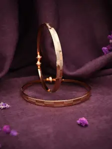 Anouk Set Of 2 Gold-Plated Intricate Textured Studded Bangles