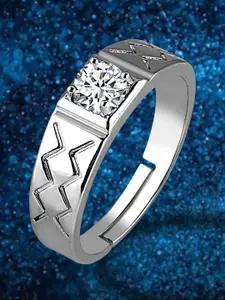 The Roadster LifestyleCo Silver-Plated American Diamond StuddedFingerRing