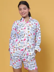 GAB Printed Cotton Shirt & Shorts Co-Ord Set