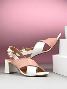 Zebba Women PU Block Heel Peep Toes