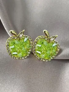 KRENOZ Gold-Plated Crystal Studded Quirky Studs Earrings