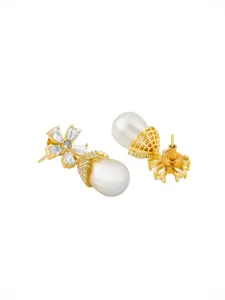 TEEJH Stones-Studded Dome Shaped Drop Earrings