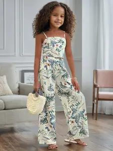 INCLUD Girls Printed Shoulder Straps Top With Trousers