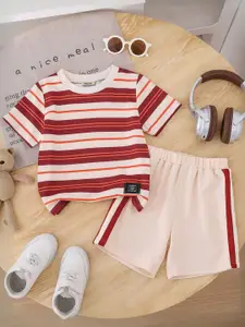 INCLUD Boys Striped Round Neck T-Shirt With Shorts