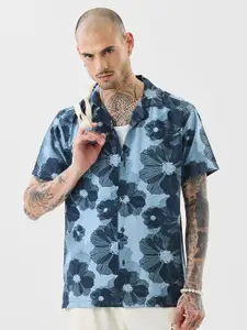 Snitch Men Floral Printed Cuban Collar Casual Shirt