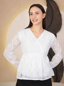 69 FASHION STREET Casual V-neck Geometric Top