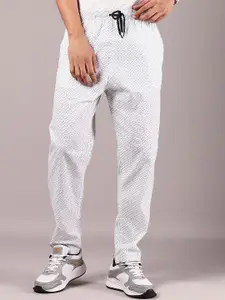 V-Mart Men Printed Cotton Mid-Rise Trackpants