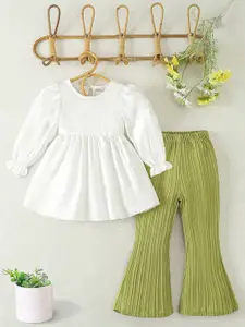 INCLUD Girls Self Design Long Sleeves Top With Trousers