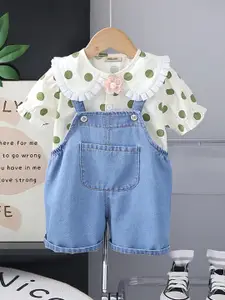 INCLUD Girls Printed Top With Dungaree