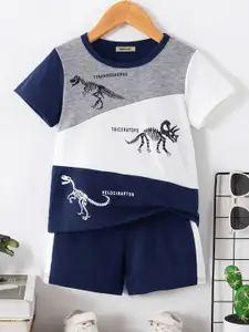 INCLUD Boys Dinosaur Printed Short Sleeves T-shirt With Shorts