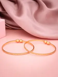 Anouk Set Of 2 Gold-Plated Intricate Textured Studded Bangles