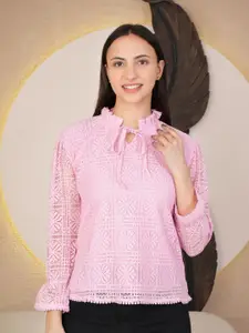 69 FASHION STREET Women's Bishop Sleeves Net Top