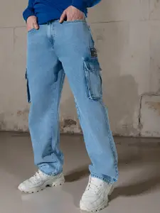 Hubberholme Men Comfort Relaxed Fit Mid-Rise Light Fade Cotton  cargo Jeans