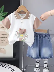 INCLUD Boys Printed Polo Collar T-shirt With Shorts