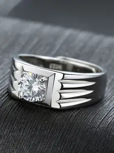 The Roadster LifestyleCo Silver-Plated American Diamond StuddedFingerRing