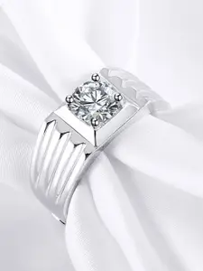 The Roadster LifestyleCo Silver-Plated American Diamond StuddedFingerRing