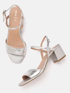 Geox Textured Leather Party Block Sandals