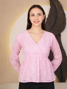 69 FASHION STREET Bishop Sleeves Net Top