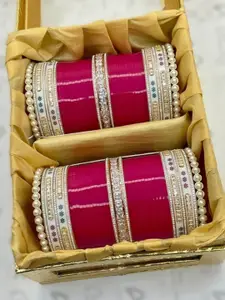 T4 JEWELS Set Of 2 Stone-Studded Bangles