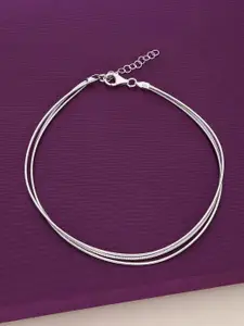 KAI JEWEL 925 Sterling Silver Rhodium-Plated Minimalistic Anklet