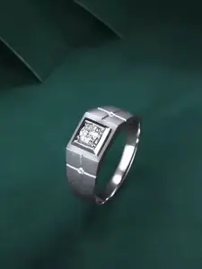 The Roadster LifestyleCo Silver-Plated American Diamond StuddedFingerRing