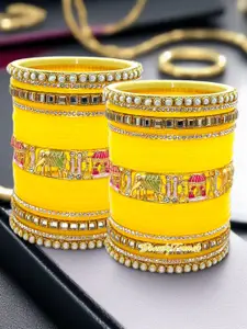 BeautyTrends Set Of 58 Gold-Plated Kundan-Studded Bangles