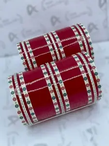 T4 JEWELS Set Of 2 Stones-Studded Bridal Chuda Bangles