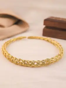 VIRAASI Brass Gold-Plated Criss-Cross Round Hasli Necklace