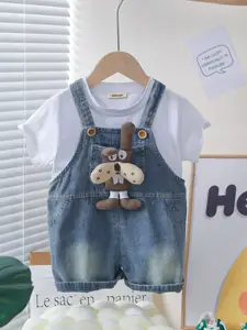 INCLUD Boys T-Shirt With Embroidered Dungaree