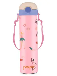Pexpo Pink Brand Logo Printed Stainless Steel Single Wall Vacuum Water Bottle-700 ml