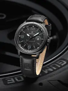 Naviforce Men Embellished Dial & Leather Straps Analogue Watch NF8078_B GY B