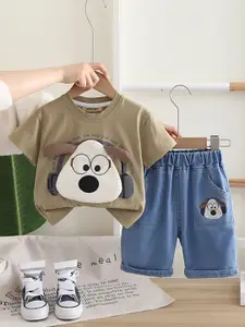 INCLUD Boys Embroidered Round Neck T-shirt With Shorts