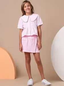 U.S. Polo Assn. Kids Girls Pure Cotton Vertical Striped Skorts