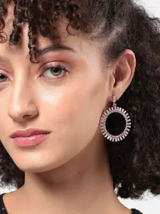 DressBerry Silver-Plated Artificial Stones Studded Contemporary Drop Earrings