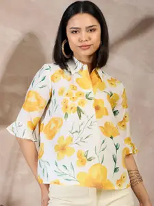 all about you Floral Print Bell Sleeve Shirt Style Top