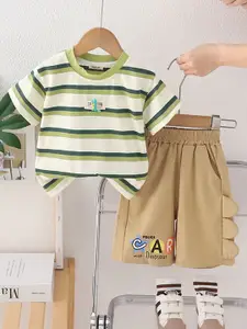 INCLUD Boys Striped Short Sleeves T-shirt With Shorts