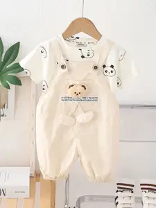 INCLUD Boys Printed T-Shirt With Dungaree