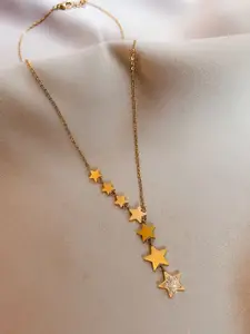 BLACKBOX Gold-Plated Stainless Steel Cubic Zirconia Studded Necklace