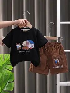 INCLUD Boys Printed Round Neck T-Shirt With Shorts