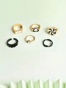 DressBerry Set Of 6 Gold-Plated Finger Ring