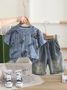 INCLUD Boys Printed Round Neck T-Shirt With Shorts