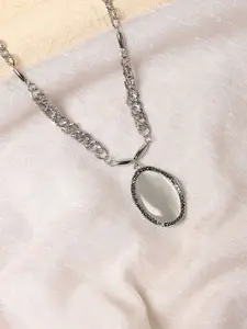 DressBerry Silver-Plated Artificial Stones Studded Moonlight Vortex Collar Necklace