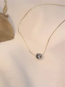 BLACKBOX Gold-Plated Cubic Zirconia Studded Pendant Necklace