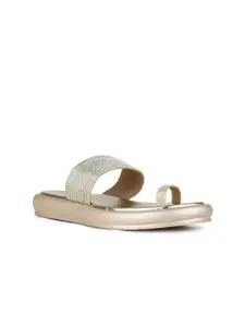 Inc 5 Women Embellished Pattern One Toe Slip-On Flat Sandals