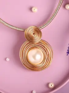 DressBerry White Gold-Plated Pearls Studded Necklace