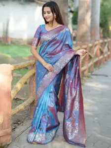 SGF11 Ethnic Motifs Zari Pure Silk Kanjeevaram Saree With Unstitched Blouse Piece