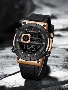 Naviforce Men Embellished Dial & Bracelet Style Straps Digital Watch NF9241T_RG B B